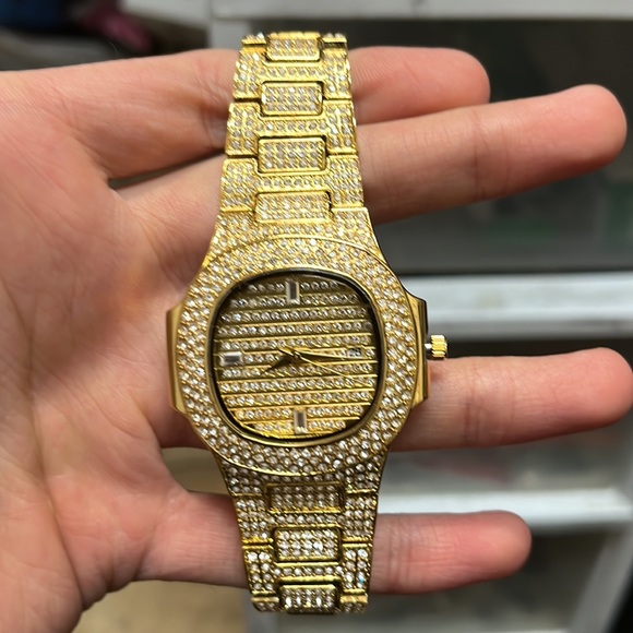 COPY - Mens watch cz diamonds gold premium quality hip hop rapper - Picture 4 of 4